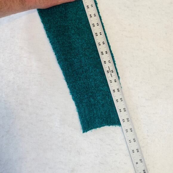 Norton McNaughton Sweater Woman's Large Green Fluffly Fringe Collar Long Sleeve - Picture 8 of 11